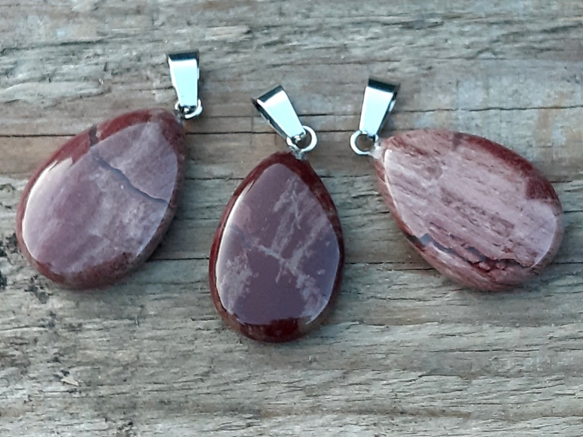 Edelsteen Rode Jaspis druppel hanger